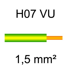fil de câblage cuivre rigide H07VU 1.5mm² verte et jaune