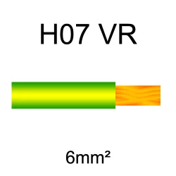 fil de câblage cuivre rigide H07VU 6mm² vert et jaune