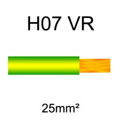 fil de câblage cuivre rigide H07VU 25mm² vert et jaune