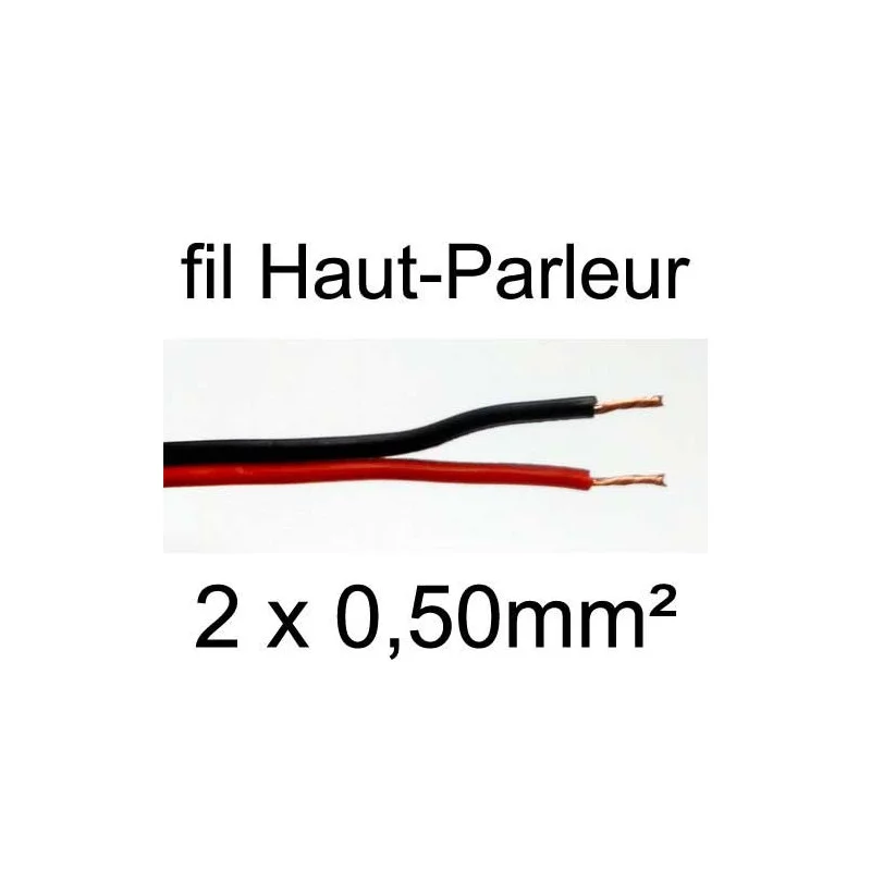 Câble hifi pour haut parleur rouge et noir 2 conducteurs 0.50mm²
