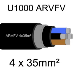câble électrique armé aluminium ARVFV 4 conducteurs 35mm²