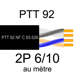 câble téléphone PTT92 2 paires torsadées 6/10eme vendu au mètre