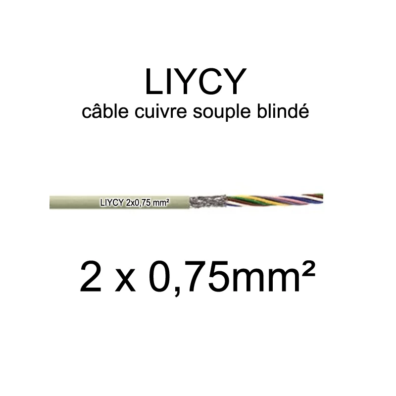 Câble électrique blindé LIYCY multiconducteurs 0,25 et 0,34mm²