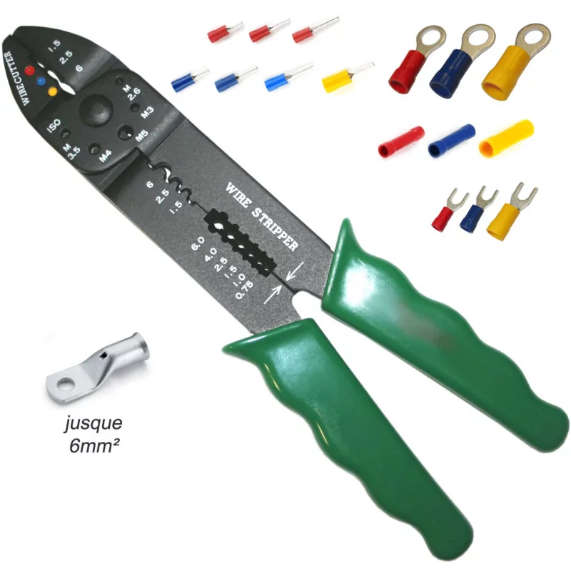 Pince à sertir automatique verte, dénudeur de fil de câble, pince à sertir,  coupe tranchante, outils à main