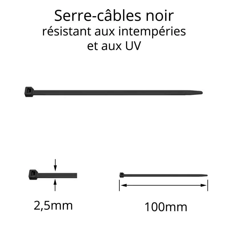 collier serre-câble 2.5x100 largeur 2.5mm longueur 100mm