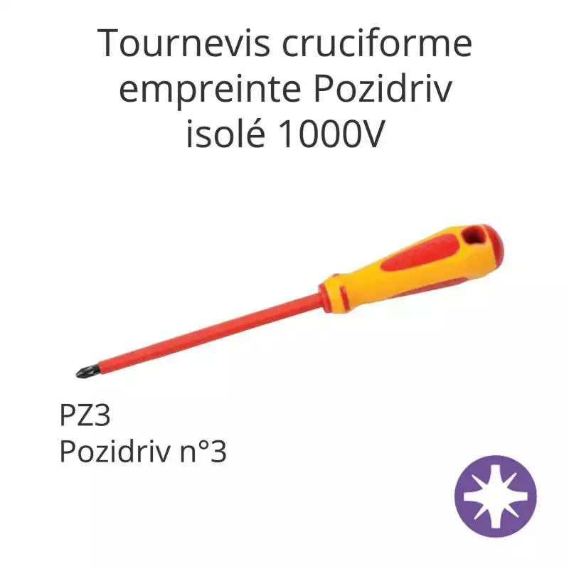 Tournevis cruciforme Pozidriv - isolé 1000V