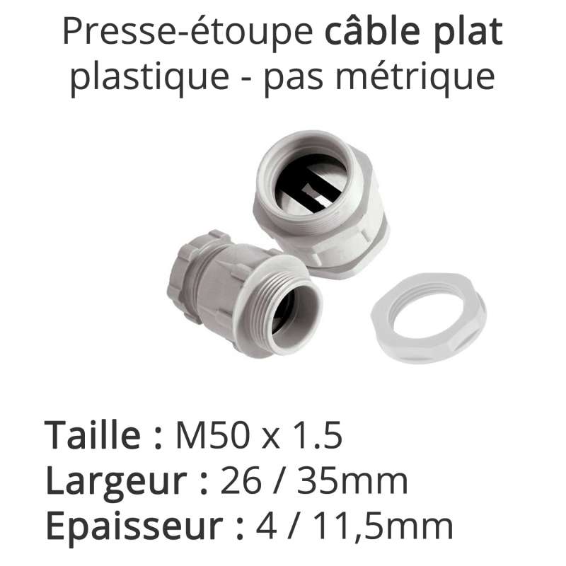 Presse-étoupe IP54 plastique pour câble plat