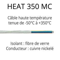 câble cuivre nickelé isolé fibre de verre pour tenue haute température 350°C 2x1mm²