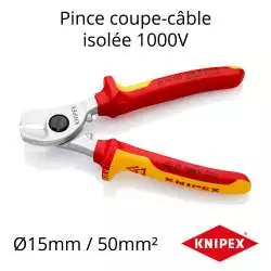 pince coupe cable isolée 1000V marque knipex 95 16 165 vue ouverte