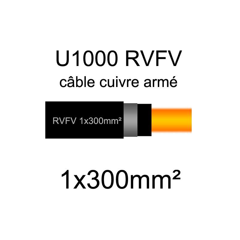 Câble électrique U1000 RVFV cuivre armé | 1.5mm² à 95mm²
