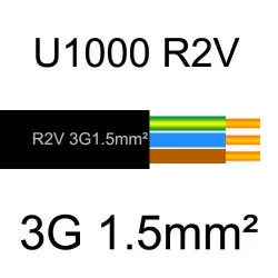 câble électrique cuivre U1000 R2V 3G1.5mm2