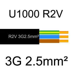câble électrique cuivre U1000 R2V 3G2.5mm2
